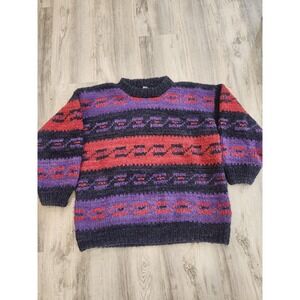 Vtg. Rey Wear 100% Wool Chunky Thick Unisex Aztec Knit Sweater Ecuador Size XXL?